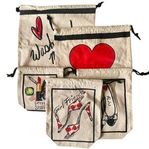 Brighton Canvas Storage Travel Bags Set of Five NWOT